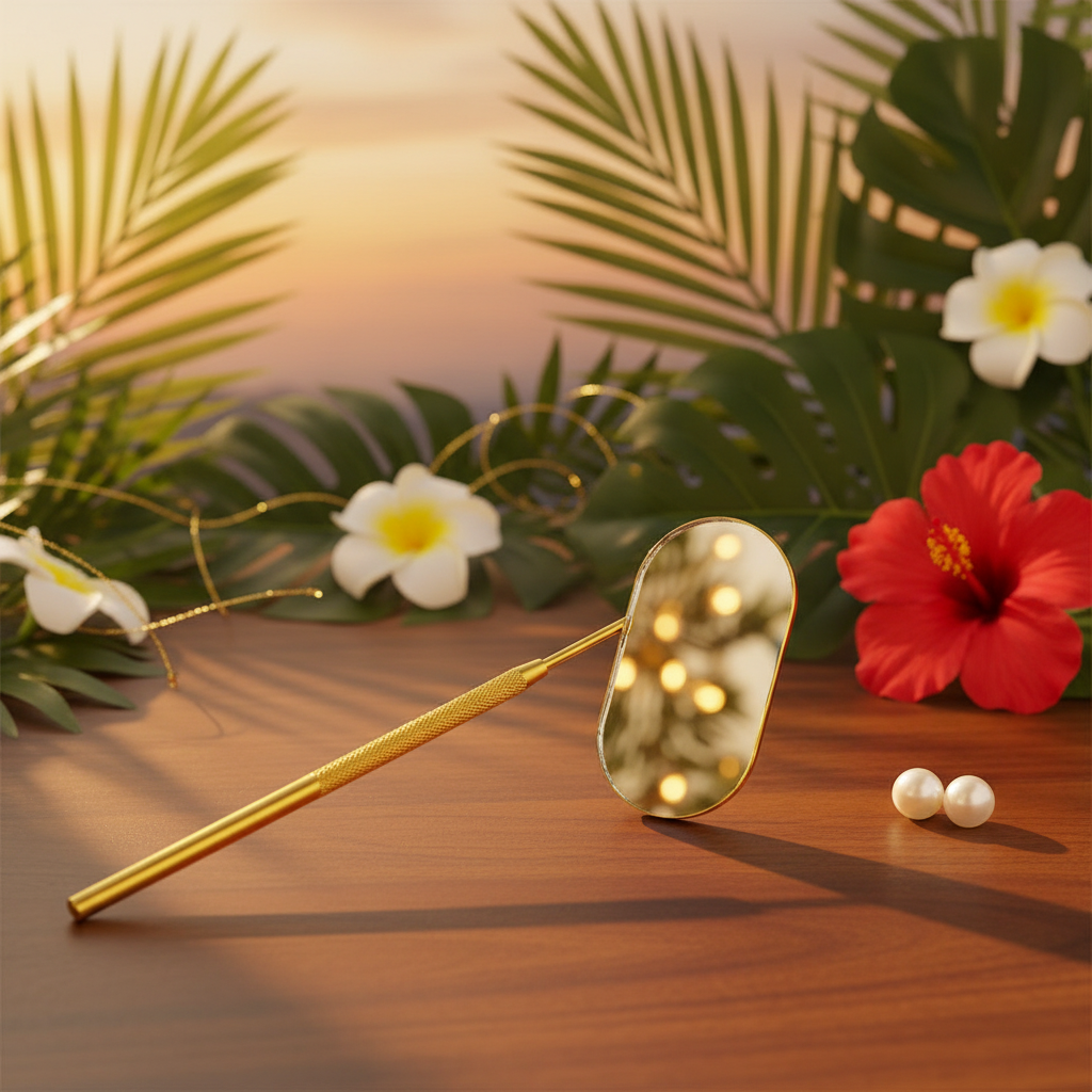 Miroir de contrôle pour extensions de cils – Acier inoxydable, finition dorée Vahine Summer shop